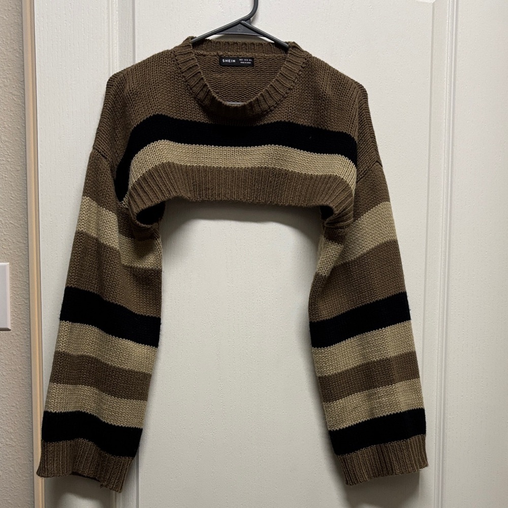 SHEIN Brown and Black Striped Sweater